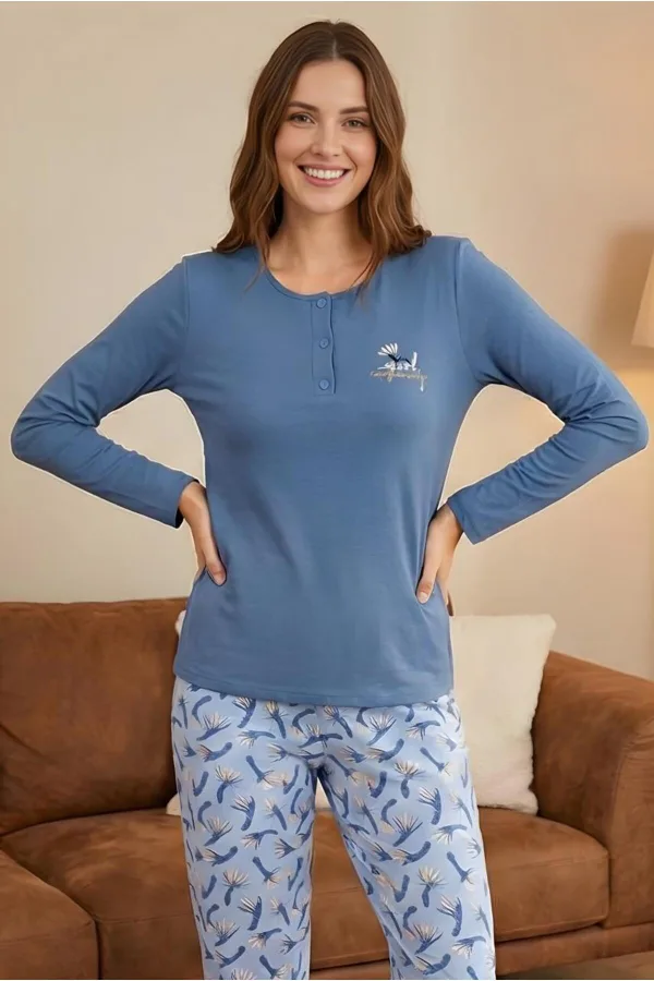 Konforlu ve Şık Kadın Uzun Kollu Viskon Kadın Pijama Takımı