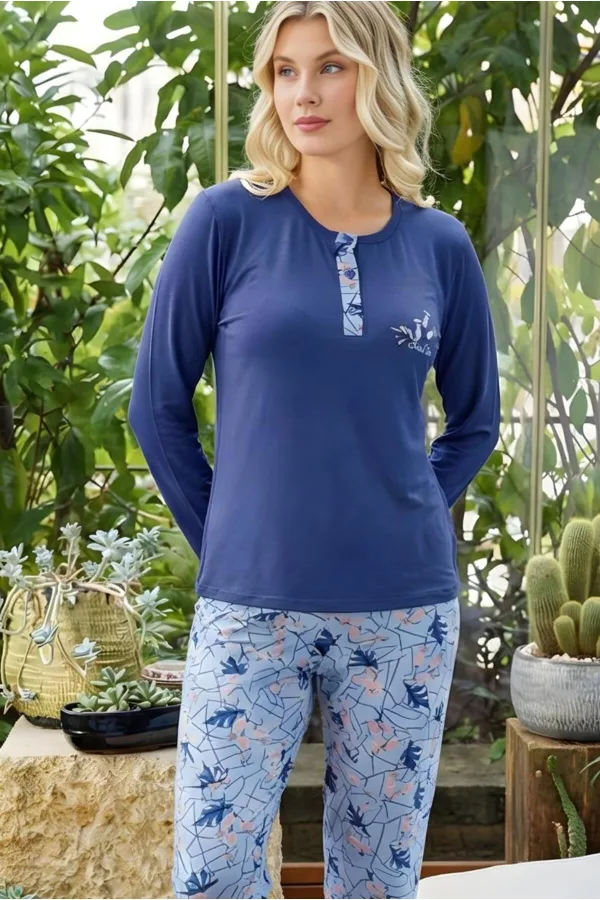 Konforlu ve Şık Kadın Uzun Kollu Viskon Kadın Pijama Takımı