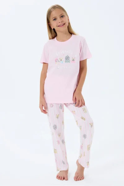 Kız Çocuk Pembe Pijama Takım