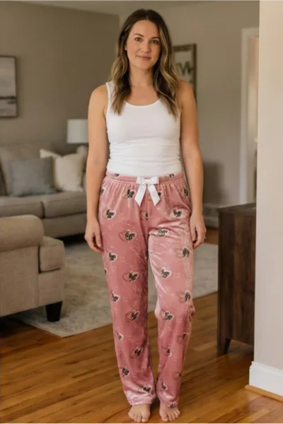 Kadın Yumuşak Kadife Pijama Altı – Kışlık Rahat Kalıp Ev Giyim Pijaması