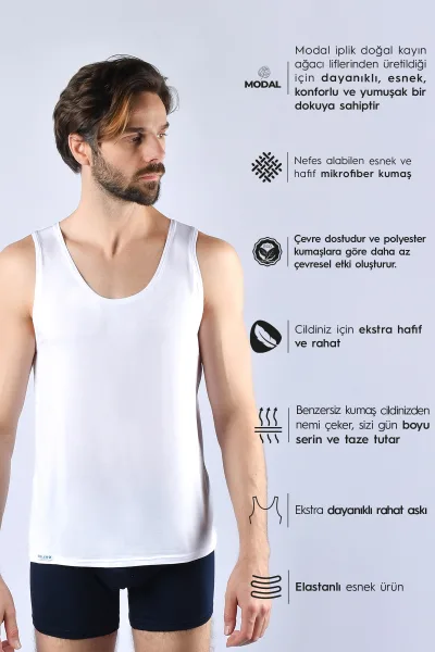 Erkek Micro Modal Atlet Beyaz