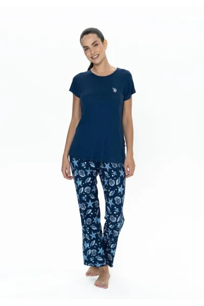 20105 Kadın Lacıvert Kısa Kollu Pijama Takımı