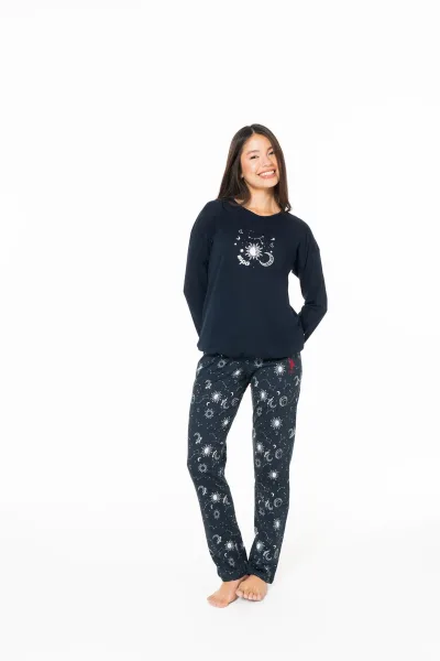 Kadın Lacivert Pijama Takım-LACİVERT-S