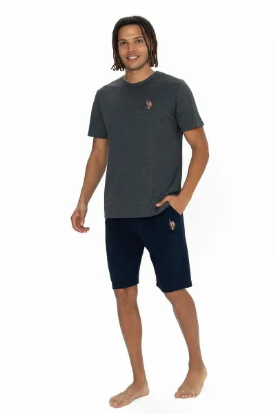 U.s Polo Assn. 18904 Erkek Kısa Kollu Bisiklet Yaka Şortlu Pijama Takımı-Antrasit