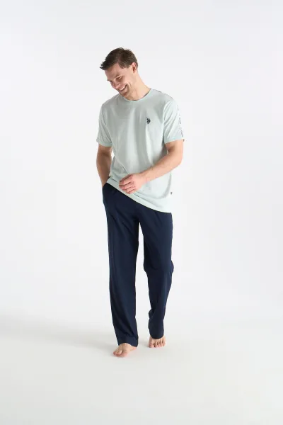 Lisanslı Pamuklu Erkek Mint Pijama Takım 19039