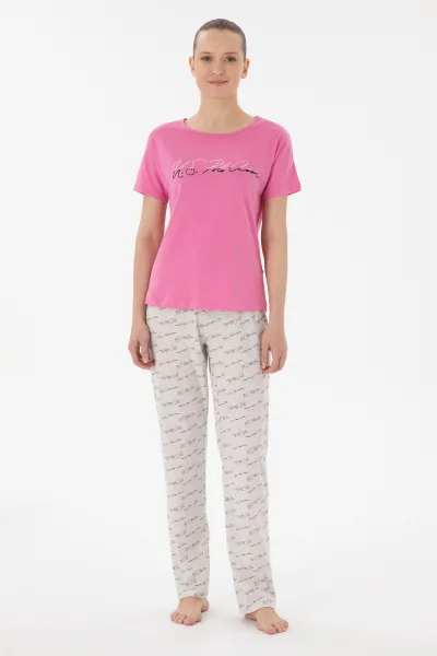 Kadın Fuşya Pijama Takımı 50312906-VR023
