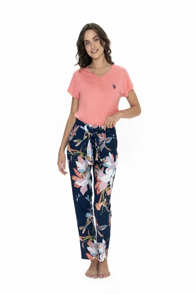 Lisanslı Yeni Sezon Kadın V Yaka Pijama Takım