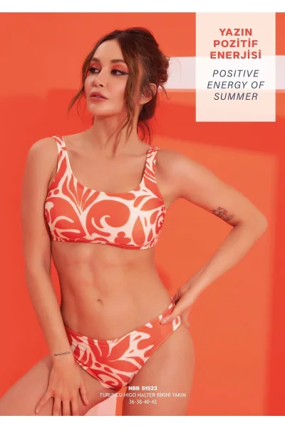 Nbb 51523 Turuncu Hıgo Halter Bikini Takım