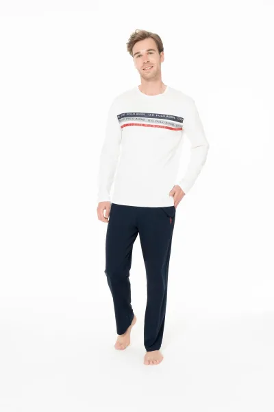 U.S. Polo Assn. Erkek Ekru Pijama Takım