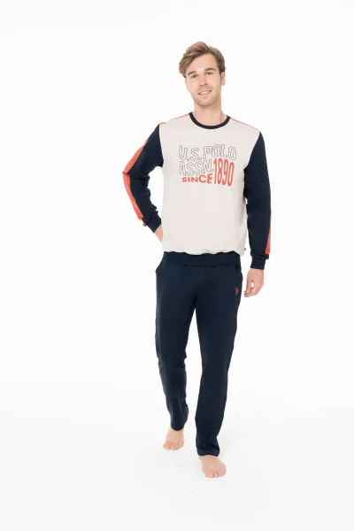 U.S. Polo Assn. Erkek Rahat Kesim Logolu Sweatshirt Pijama Seti