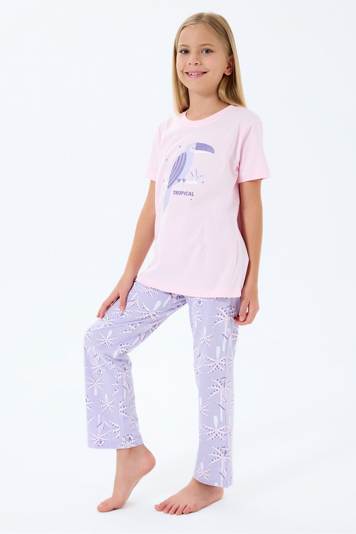 Kız Çocuk Pembe Pijama Takım